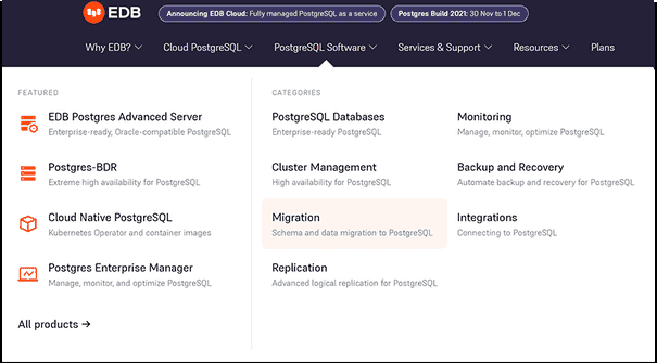 Migration Portal on the EnterpriseDB home page